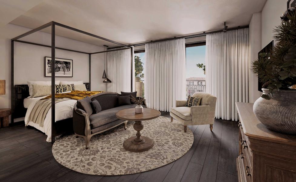 Helle Suite mit Himmelbett im Hotel L’Isle de Léos in L’Isle-sur-la-Sorgue