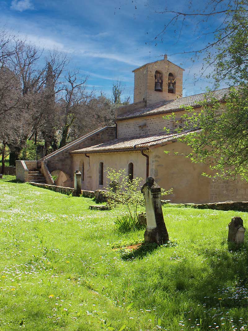 Romanische Kirche von Vaugines inmitten der Natur