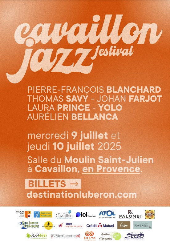 Plakat des Cavaillon Jazz Festivals 2025 in der Salle du Moulin Saint-Julien