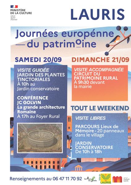 Plakat der Europäischen Tage des Kulturerbes in Lauris – Besuch des Färberpflanzengartens