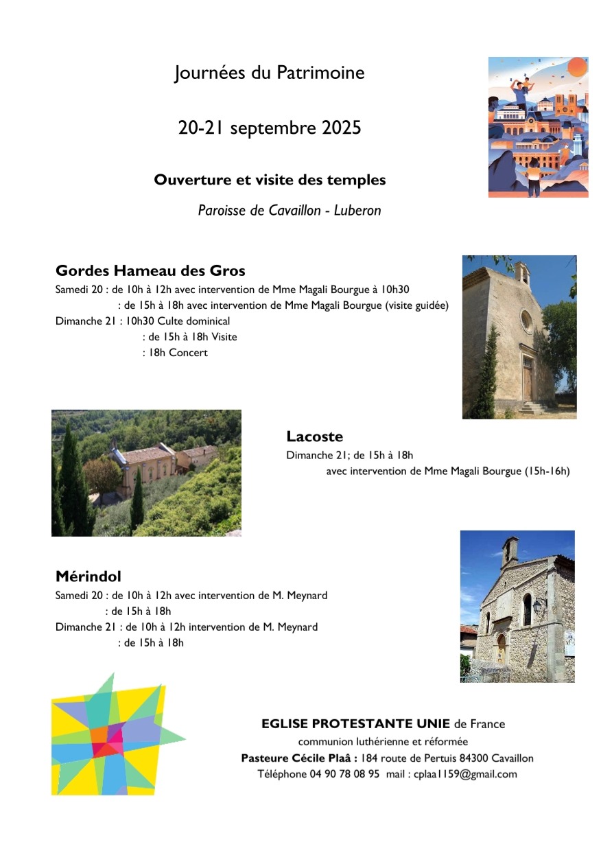 Europäische Denkmaltage in Mérindol – Besuch der Tempel der Pfarrei Cavaillon-Luberon