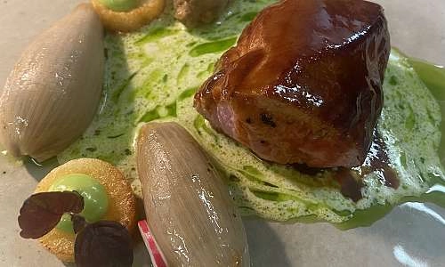 Veau, échalotes, pommes de terre, créme tranchée