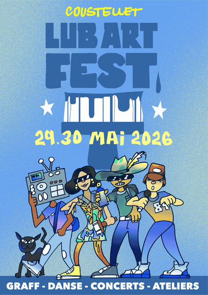 Plakat des Lub’Art Fest 2026 in Coustellet am 29. und 30. Mai, Urban-Art-Festival mit Graffiti, Tanz, Konzerten und Workshops