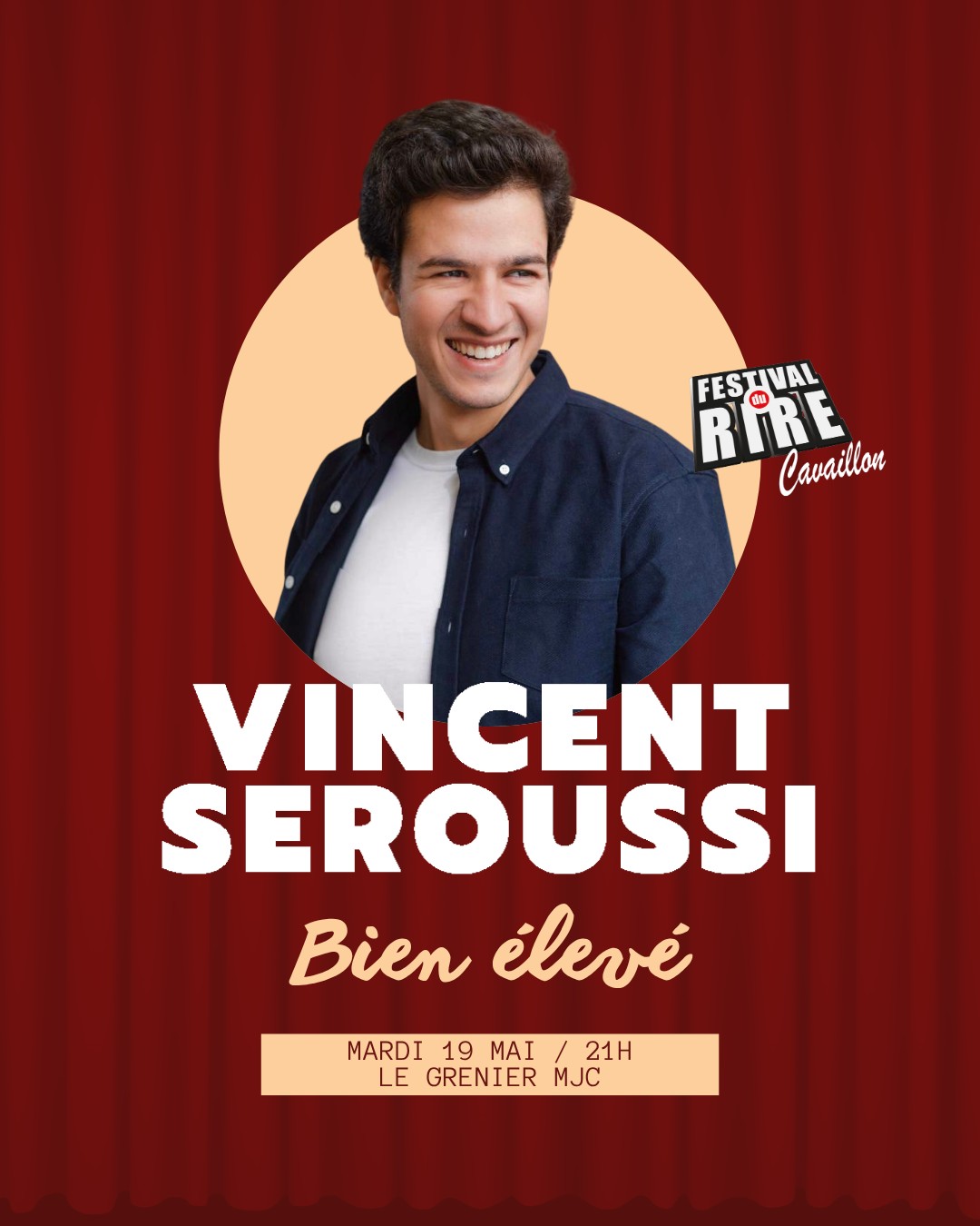 Plakat von Vincent Seroussi Gut erzogen beim Comedy-Festival Cavaillon 2026
