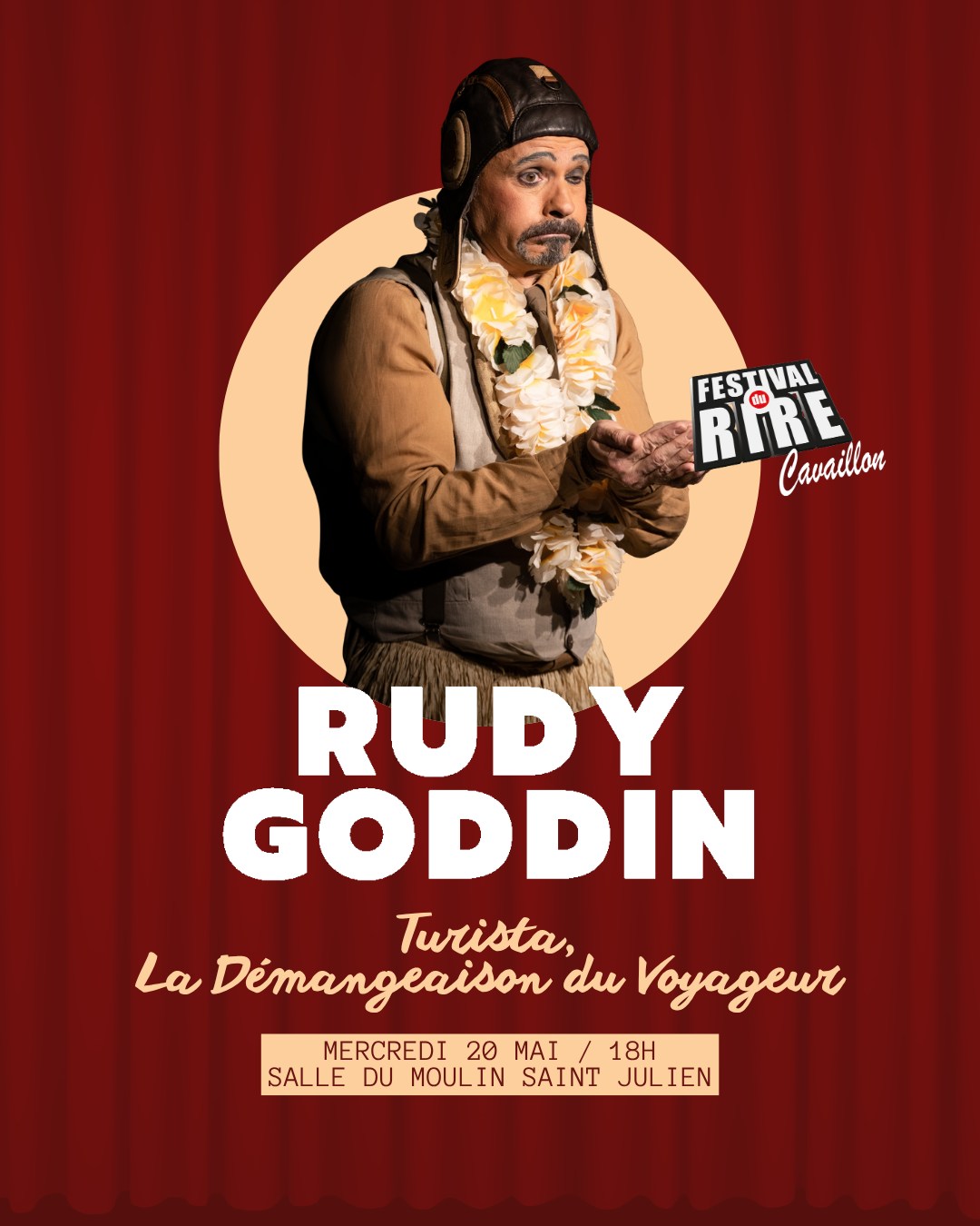 Plakat von Rudy Goddin Turista visuelle Comedy-Show beim Comedy-Festival Cavaillon 2026