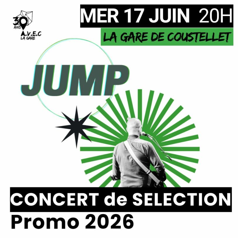 Plakat des Auswahlkonzerts der Künstlerinnen und Künstler des Jump-Jahrgangs 2026 in La Gare de Coustellet