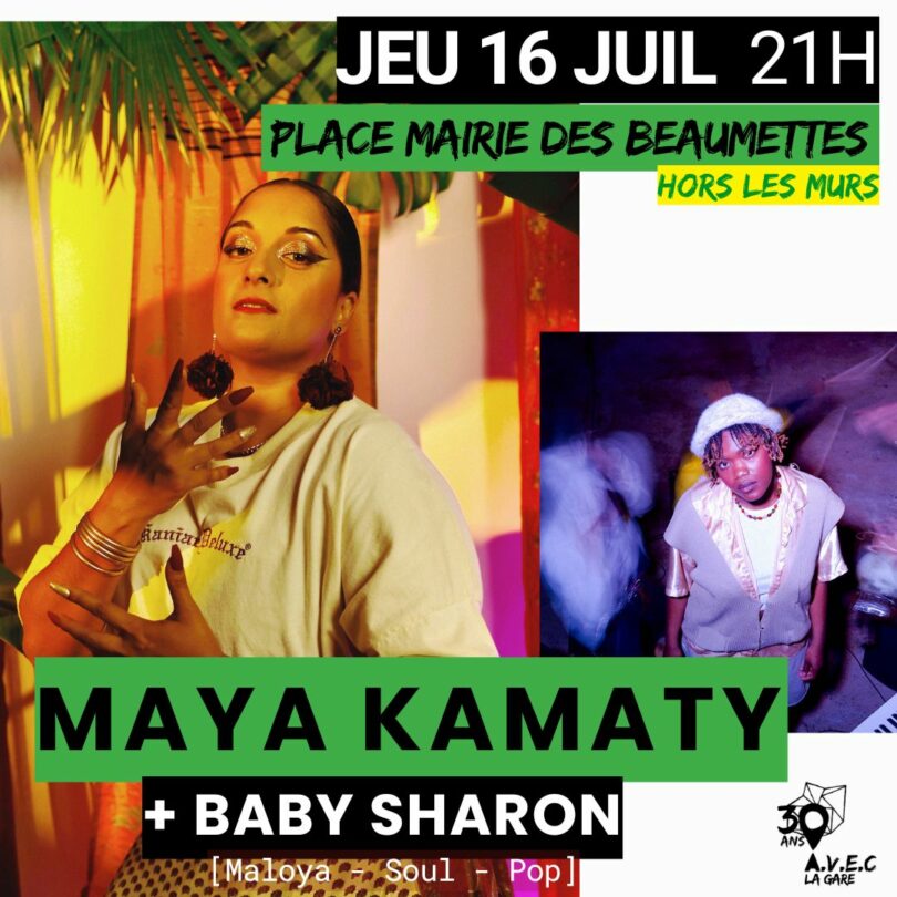 Plakat des Konzerts Maya Kamaty + Baby Sharon in La Gare de Coustellet