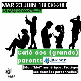 Plakat des Großeltern-Cafés von LMV D’CLIC in La Gare de Coustellet