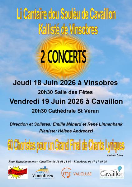 Konzert der Sun Singers à Cavaillon Plakat des Konzerts von Les Chanteurs du Soleil in Notre-Dame und der Kathedrale Saint-Véran in Cavaillon