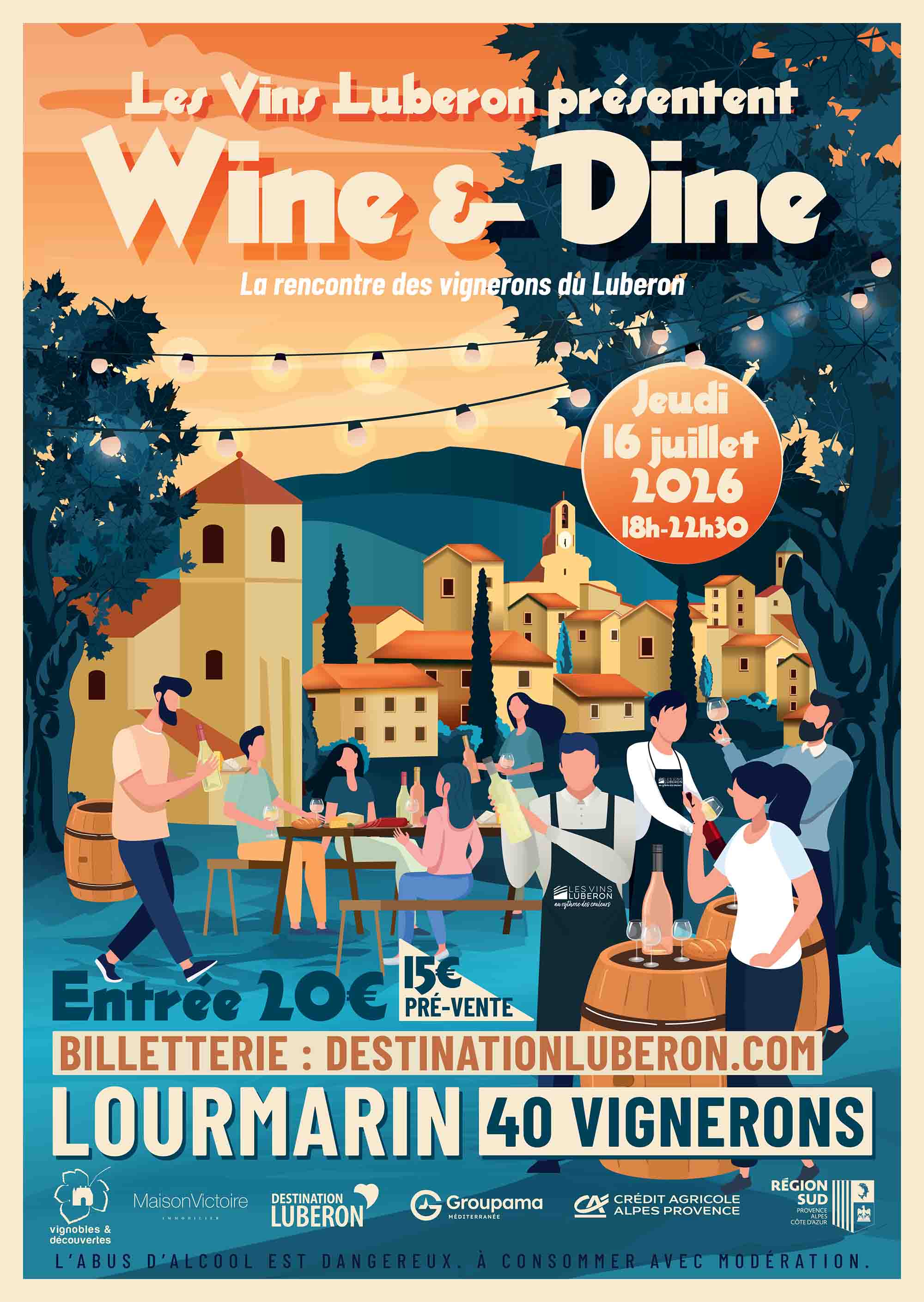 Wine and Dine 2026 in Lourmarin, ein Abend mit Wein und Gastronomie im Luberon Wine and Dine 2026 in Lourmarin, Verkostungsabend rund um AOC-Luberon-Weine und provenzalische Gastronomie