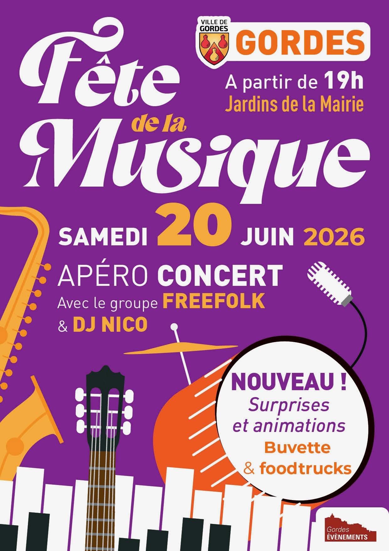 Musikfestival in Gordes avec Freefolk et DJ Nico Affiche de la Musikfestival in Gordes avec apéro concert, Freefolk et DJ Nico