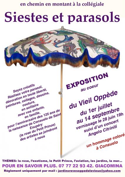 Naps and Parasols, Ausstellung in Vieil Oppède Plakat zur Ausstellung Siestes et Parasols au cœur du Vieil Oppède