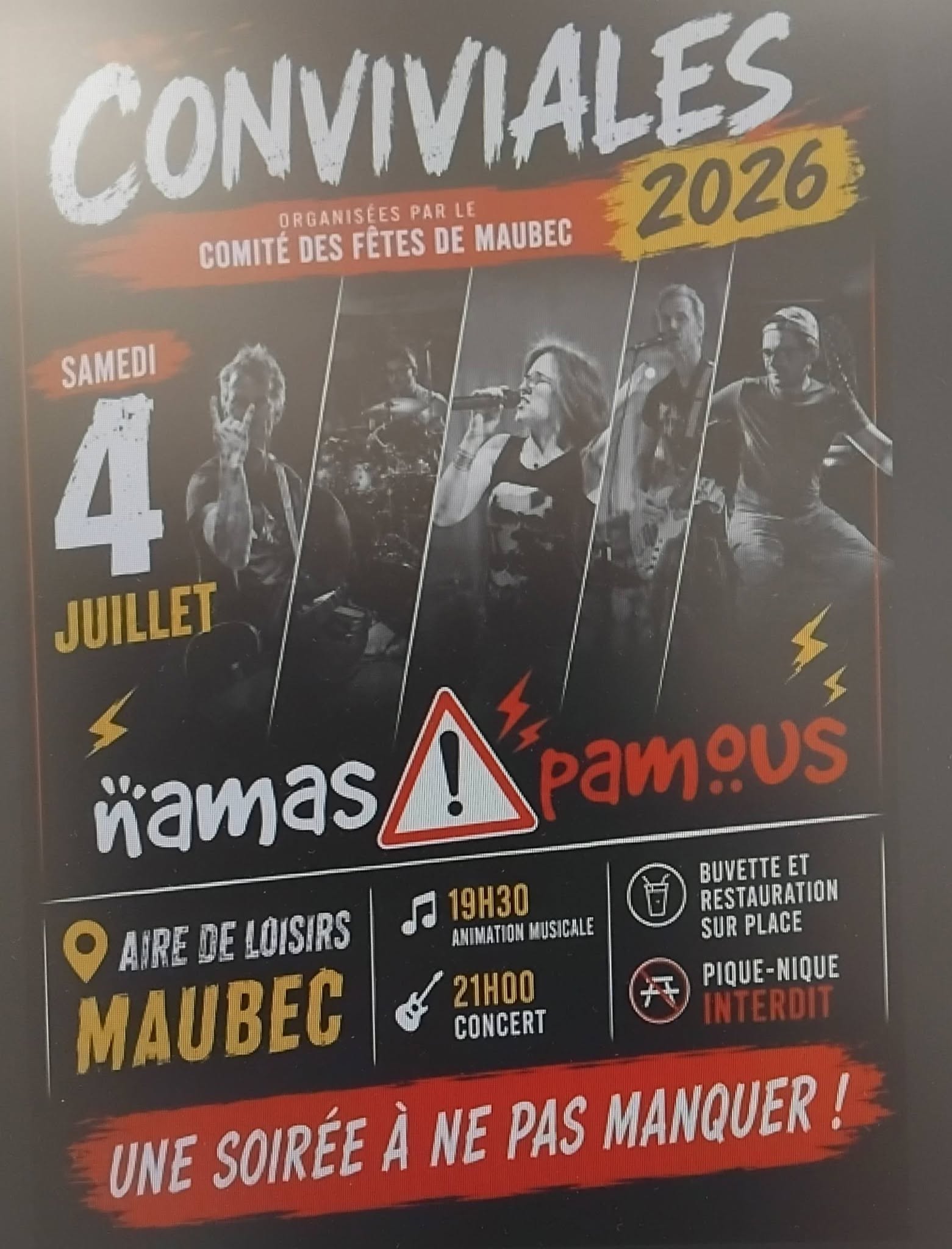 Poster von Les Conviviales de Maubec 2026 mit der Gruppe Namas Pamous