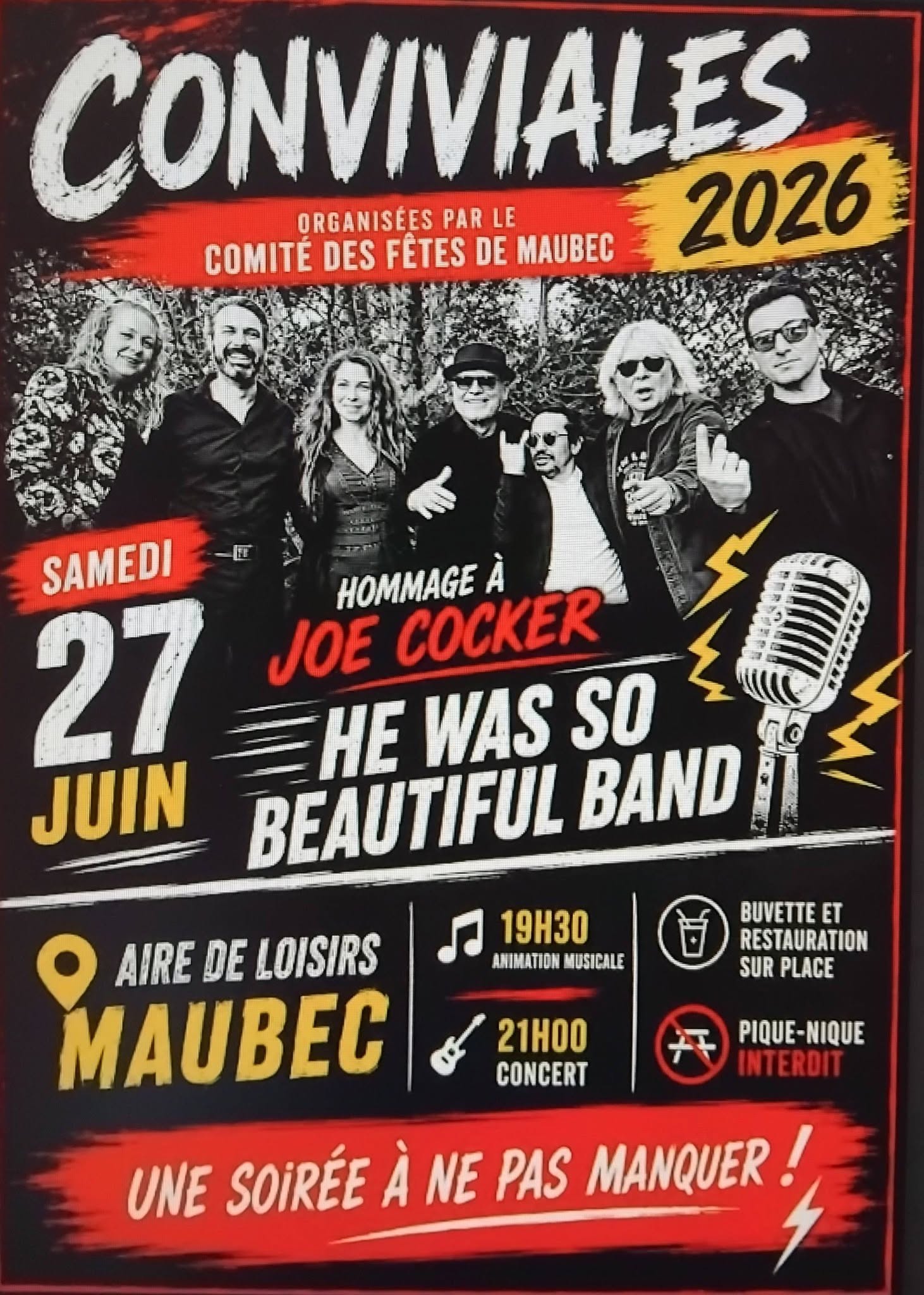 Hommage an Joe Cocker im Conviviales de Maubec Poster von Les Conviviales de Maubec 2026 mit einer Hommage an Joe Cocker von He Was So Beautiful Band