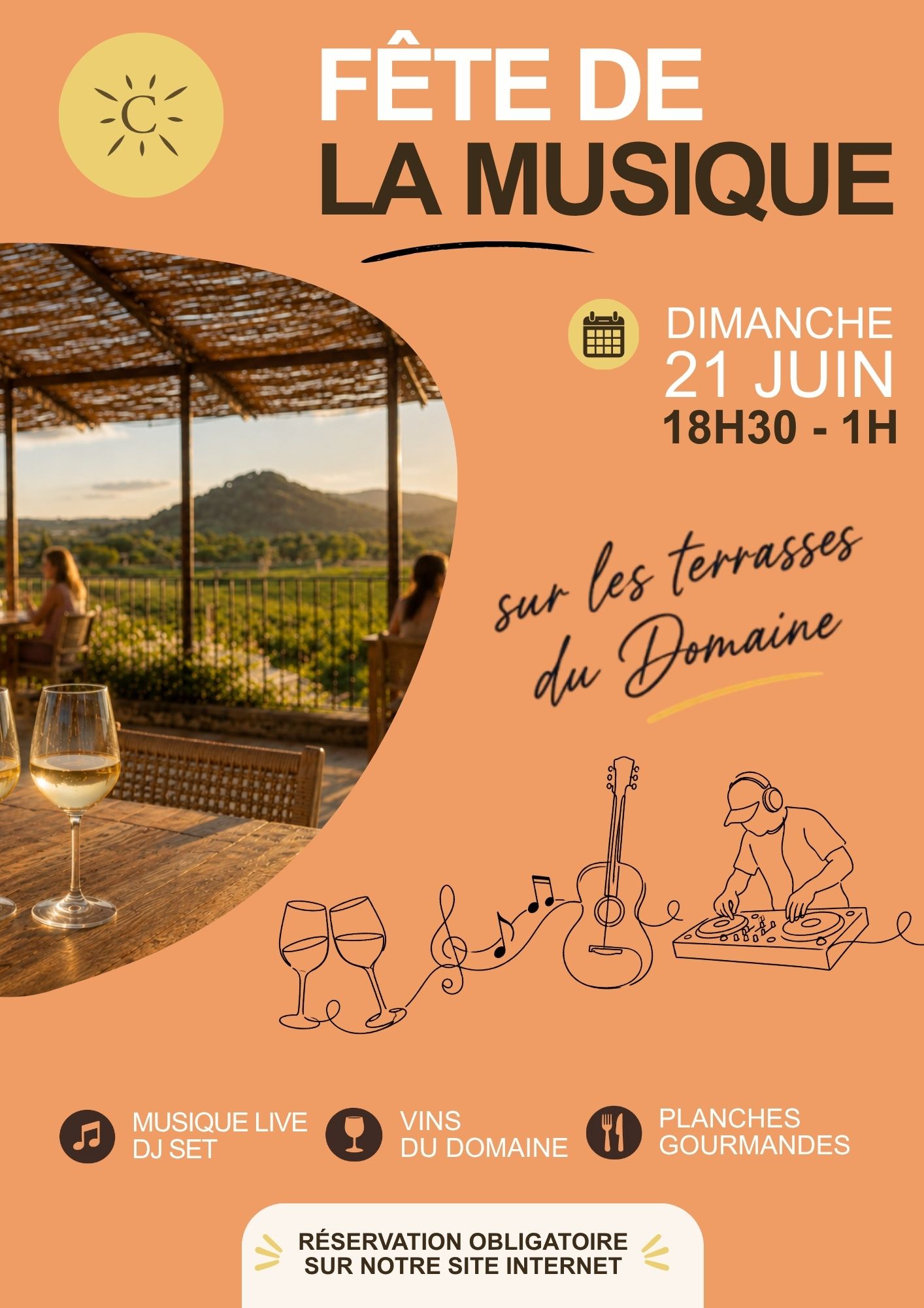 Plakat der Fête de la Musique auf dem Domaine de La Citadelle in Ménerbes