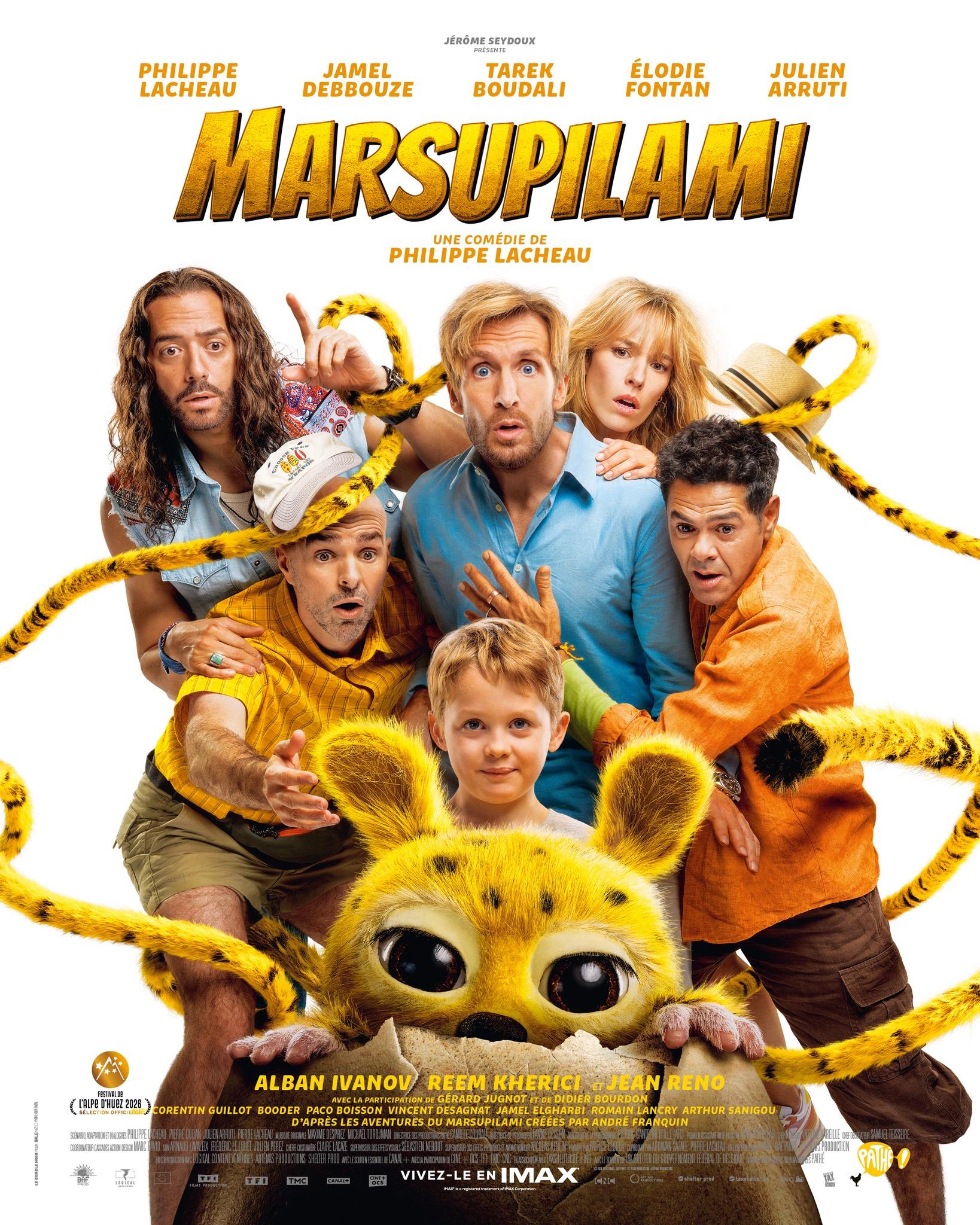 Das Plakat des Films Marsupilami wurde unter freiem Himmel im Alessandri Stadion in Cavaillon gezeigt