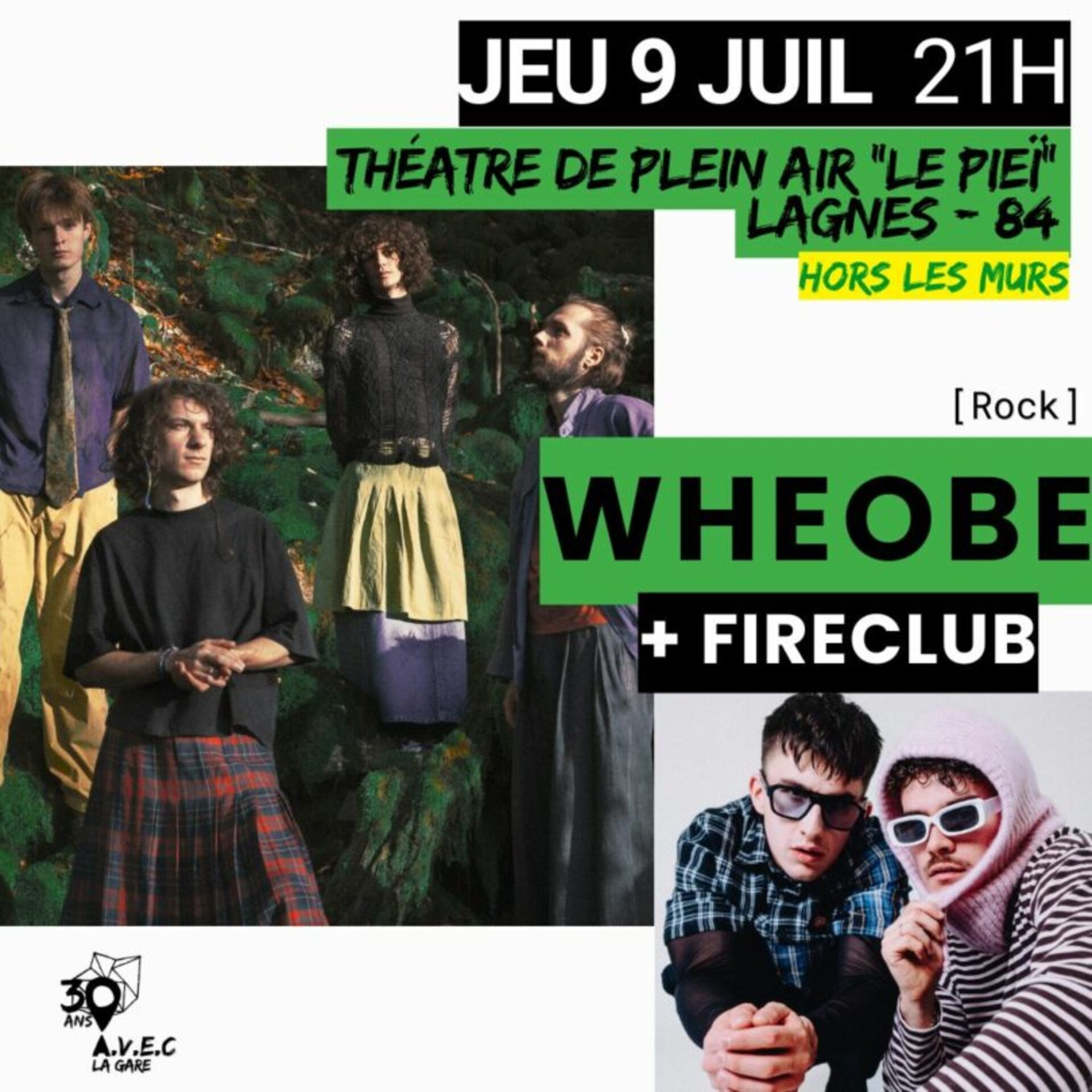 Plakat des Konzerts Wheobe + FireClub in La Gare de Coustellet