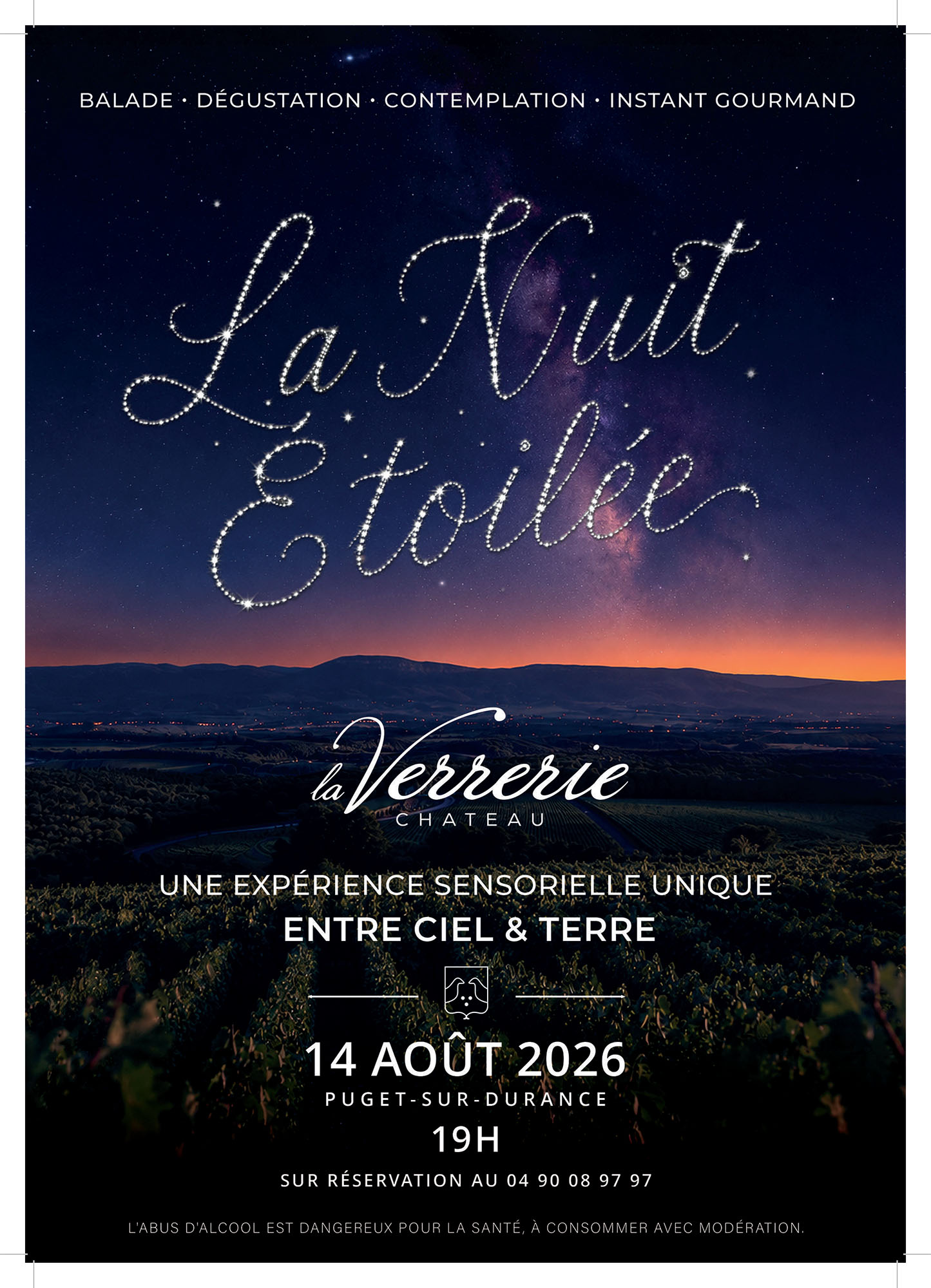 Sternennacht im Château La Verrerie in Puget mit Spaziergang, Wein, Sommerhimmel und Genussmoment