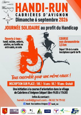 Plakat des Handi-Run am 6. September 2026 in Cabrières-d’Avignon