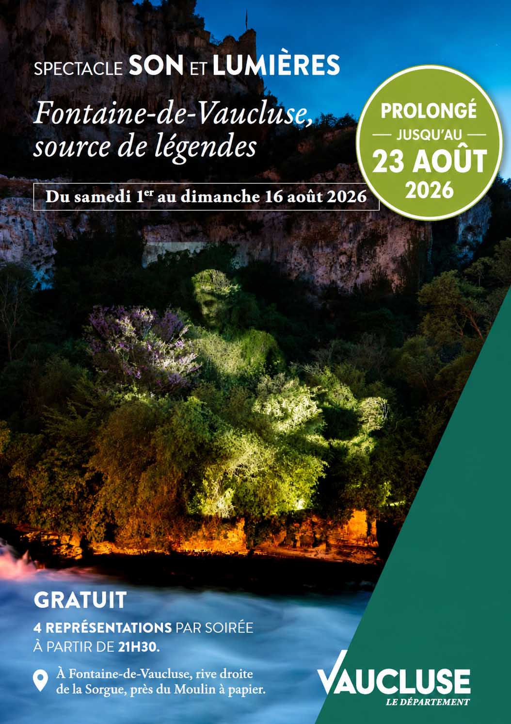 Plakat der Veranstaltung Magische Nächte Fontaine-de-Vaucluse Quelle der Legenden