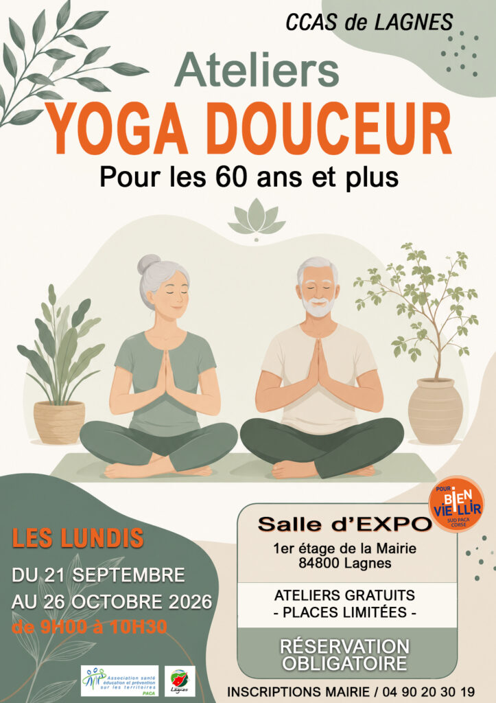 Sanfte Yoga-Workshops für Menschen ab 60 Jahren in Lagnes