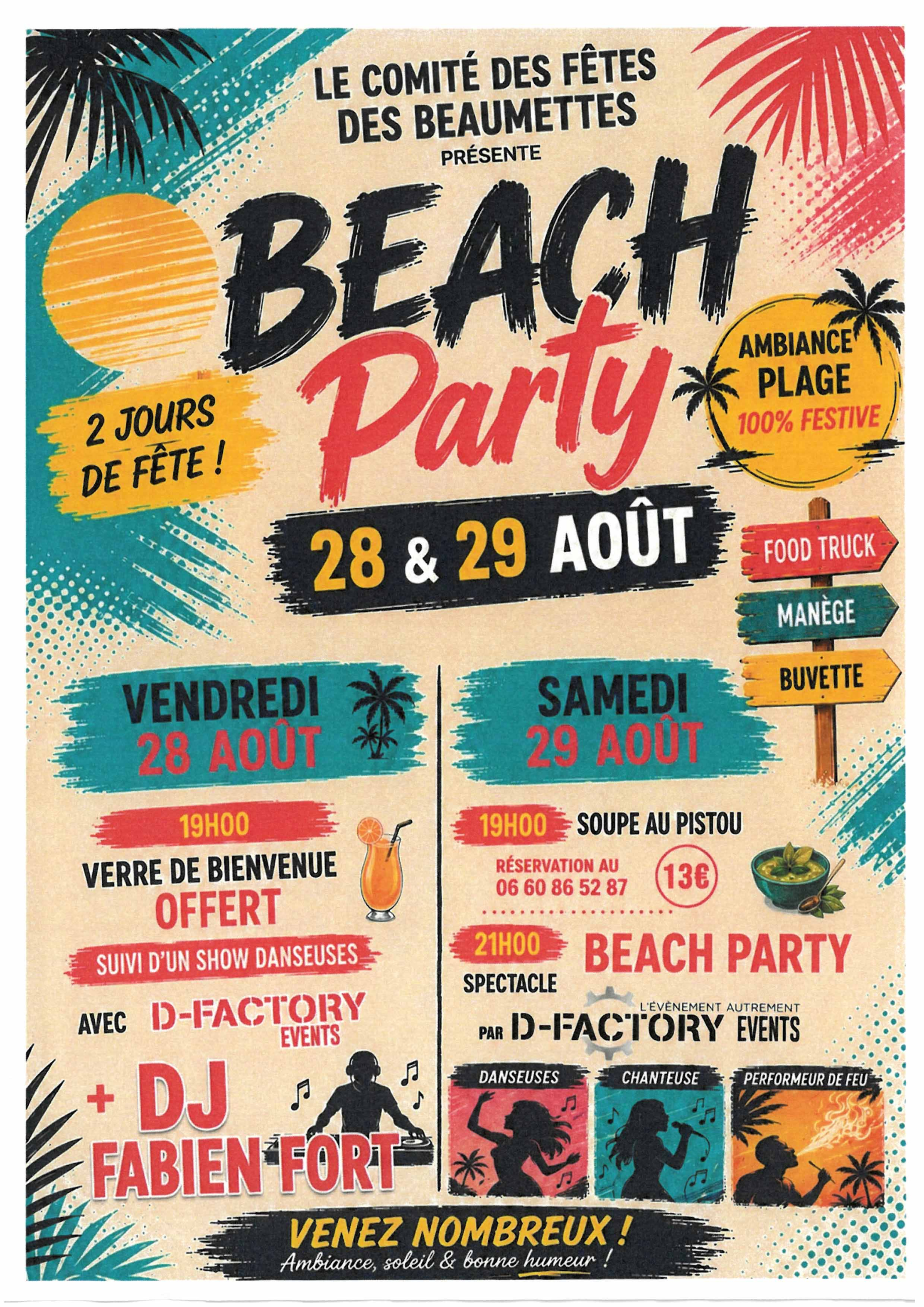 Programm der Beach Party in Les Beaumettes am 28. und 29. August 2026