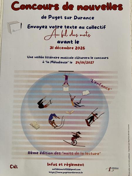 Kurzgeschichtenwettbewerb Au fil des mots in Puget-sur-Durance Plakat des Kurzgeschichtenwettbewerbs Au fil des mots in Puget-sur-Durance zum Thema Kindheit