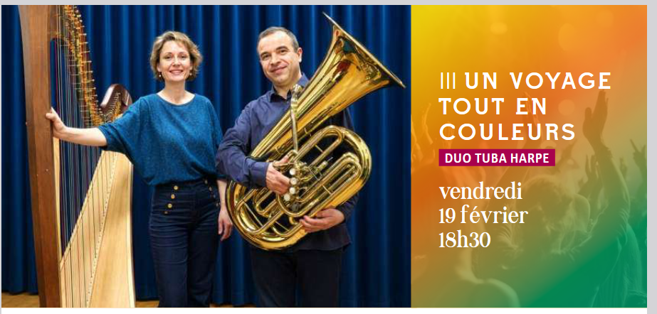 Konzert Eine farbenfrohe Reise mit Harfe und Tuba im Moulin Saint-Julien in Cavaillon