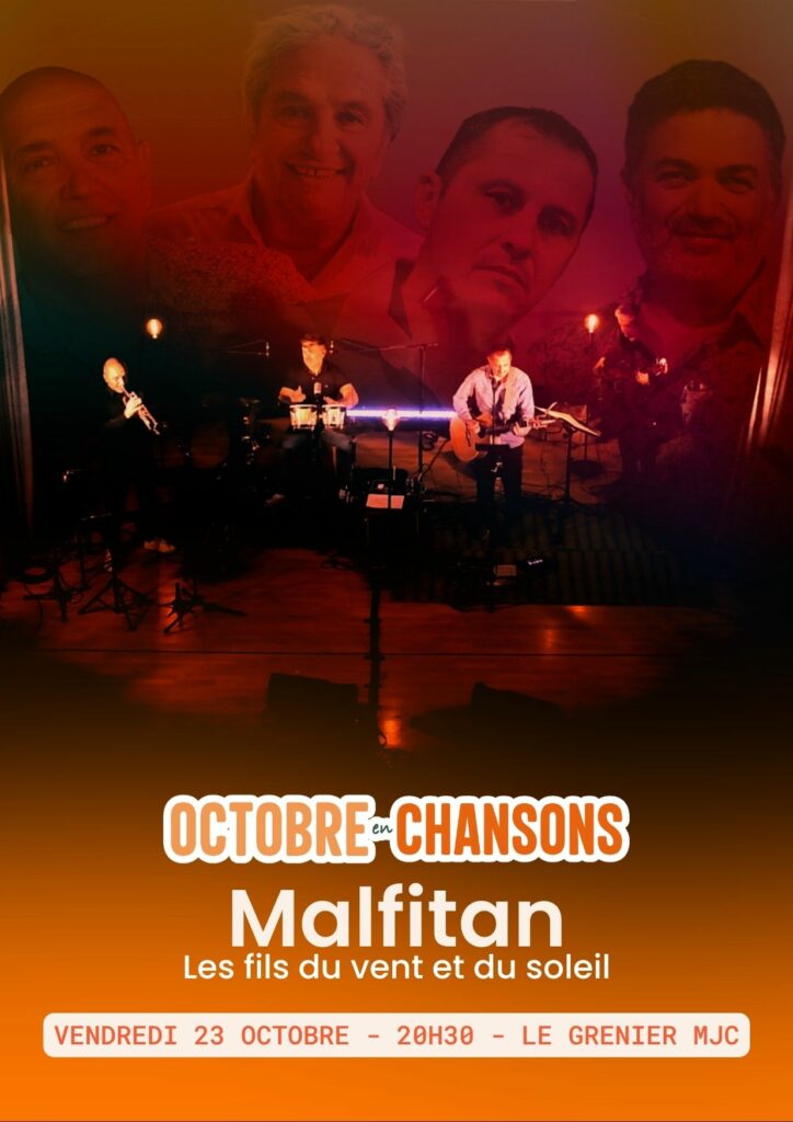 Malfitan im Konzert in Cavaillon bei Octobre en Chansons 2026 Malfitan im Konzert im Le Grenier der MJC de Cavaillon bei Octobre en Chansons 2026