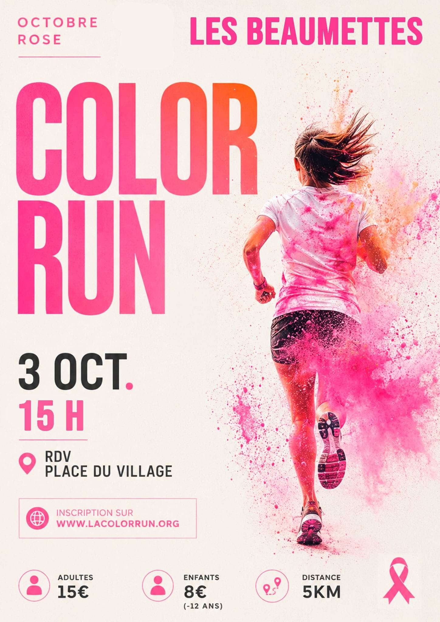 Plakat des Color Run des Beaumettes im Rahmen des Pink October