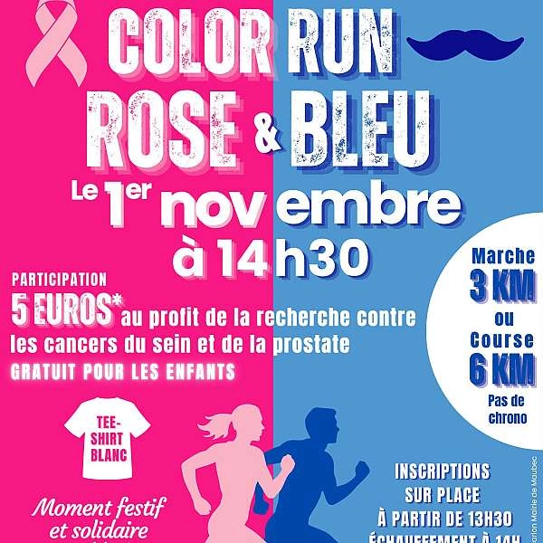 Color Run Pink & Blue in Maubec: Solidaritätsspaziergang und -lauf