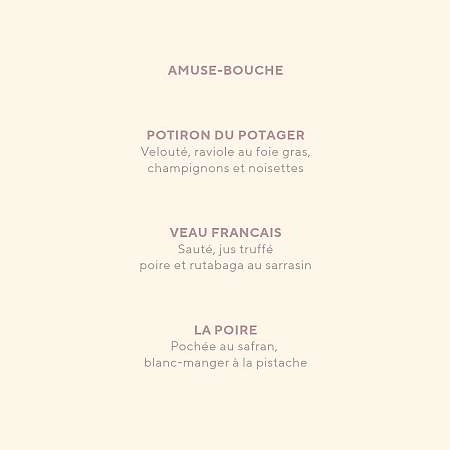 Menu Octobre Rose au Domaine de Fontenille - DE