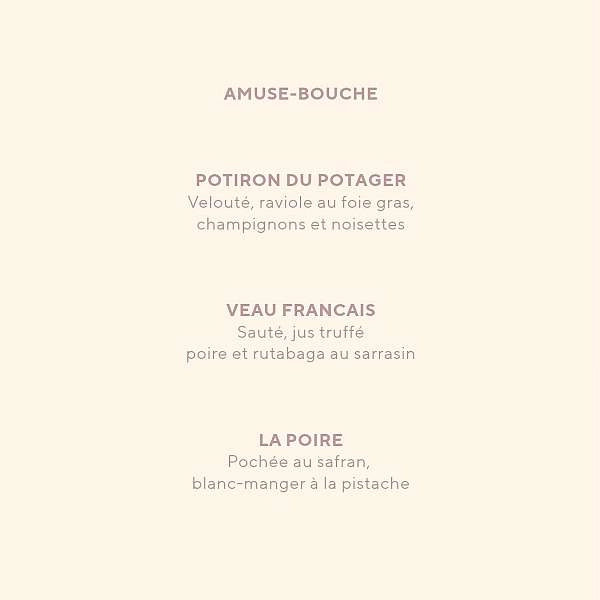 Menu Octobre Rose au Domaine de Fontenille - DE