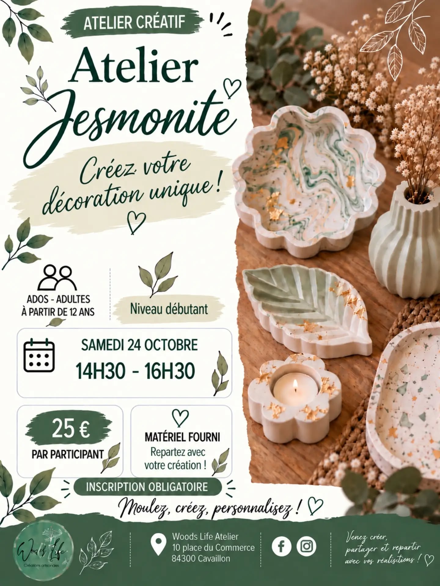 Herstellung einer Dekoration aus Jesmonite bei Woods Life Atelier in Cavaillon