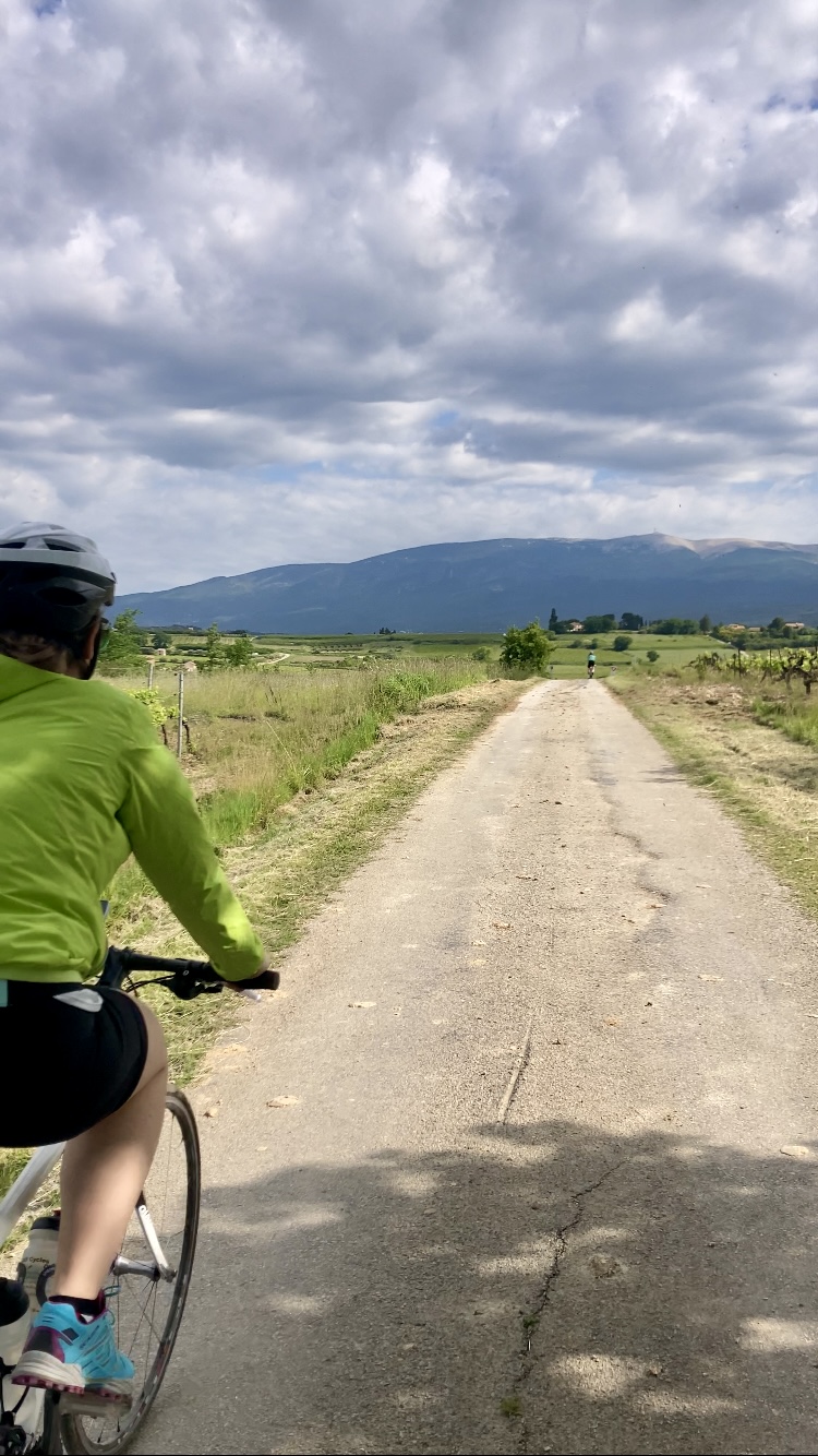 Radfahrer auf einer kleinen Straße im Luberon bei einem Ausflug mit Apiflow