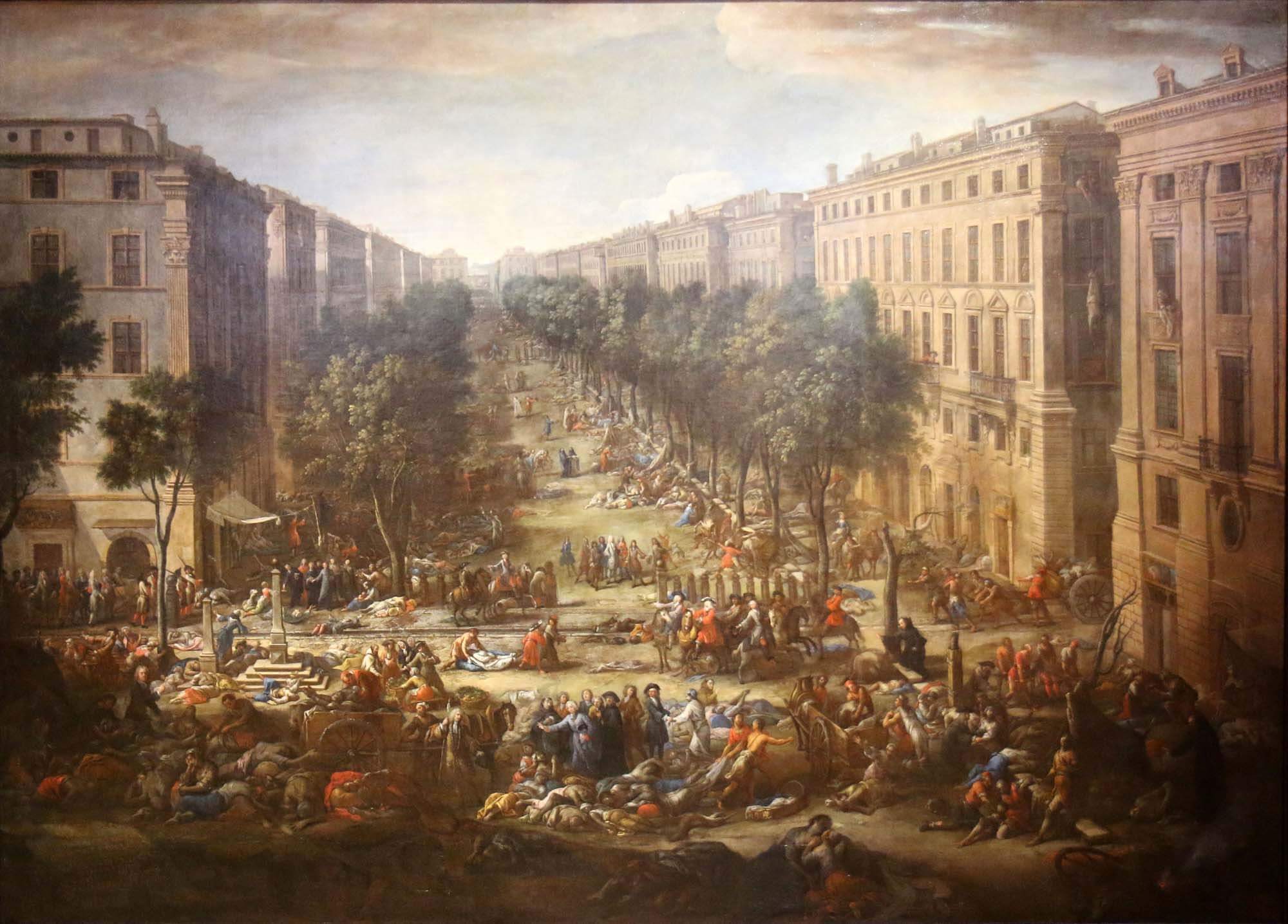 Blick auf den Cours Belsunce während der Pest von 1720,